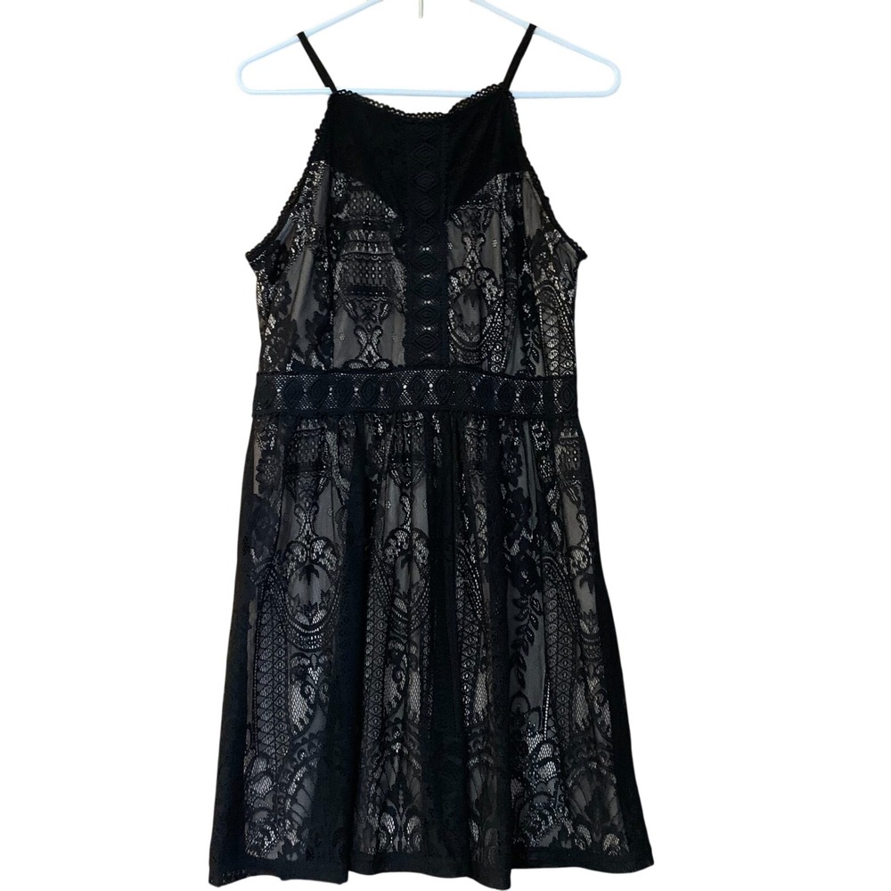 Fairy Goth Dress Black Lace Halter Sleeveless Large Anthropologie Birdcage